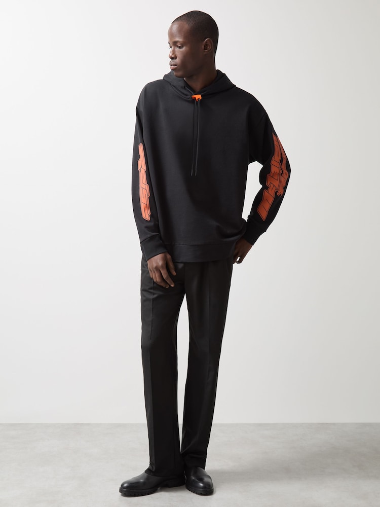 Reiss Black Zak McLaren F1 Team Oversize Toggle Hoodie Unisex Fit - Image 4 of 10