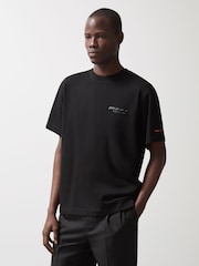 Reiss Black Nakata McLaren F1 Team Oversize Logo T-Shirt Unisex Fit - Image 1 of 8