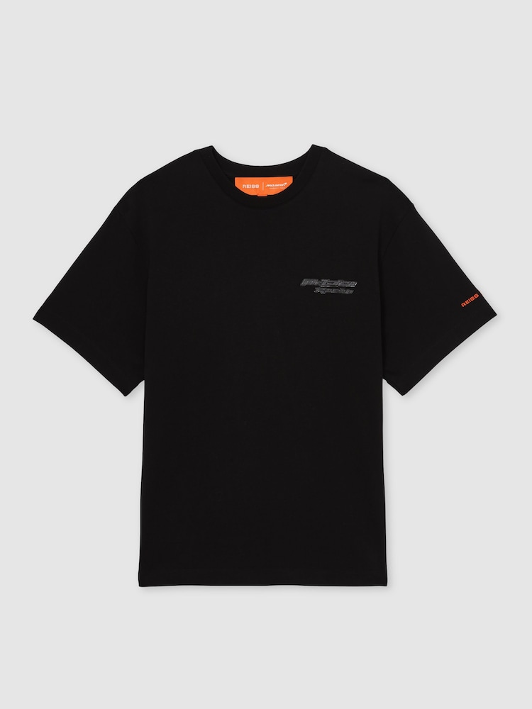 Reiss Black Nakata McLaren F1 Team Oversize Logo T-Shirt Unisex Fit - Image 2 of 8
