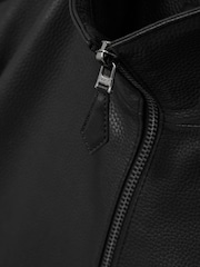 Reiss Black Reed Pebbled-Leather Funnel-Neck Jacket - Image 6 of 6