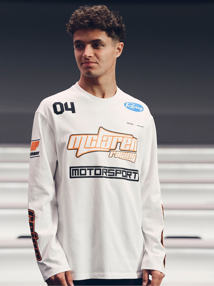 Reiss White Oval McLaren F1 Team Cotton Logo T-Shirt Unisex Fit - Image 1 of 8