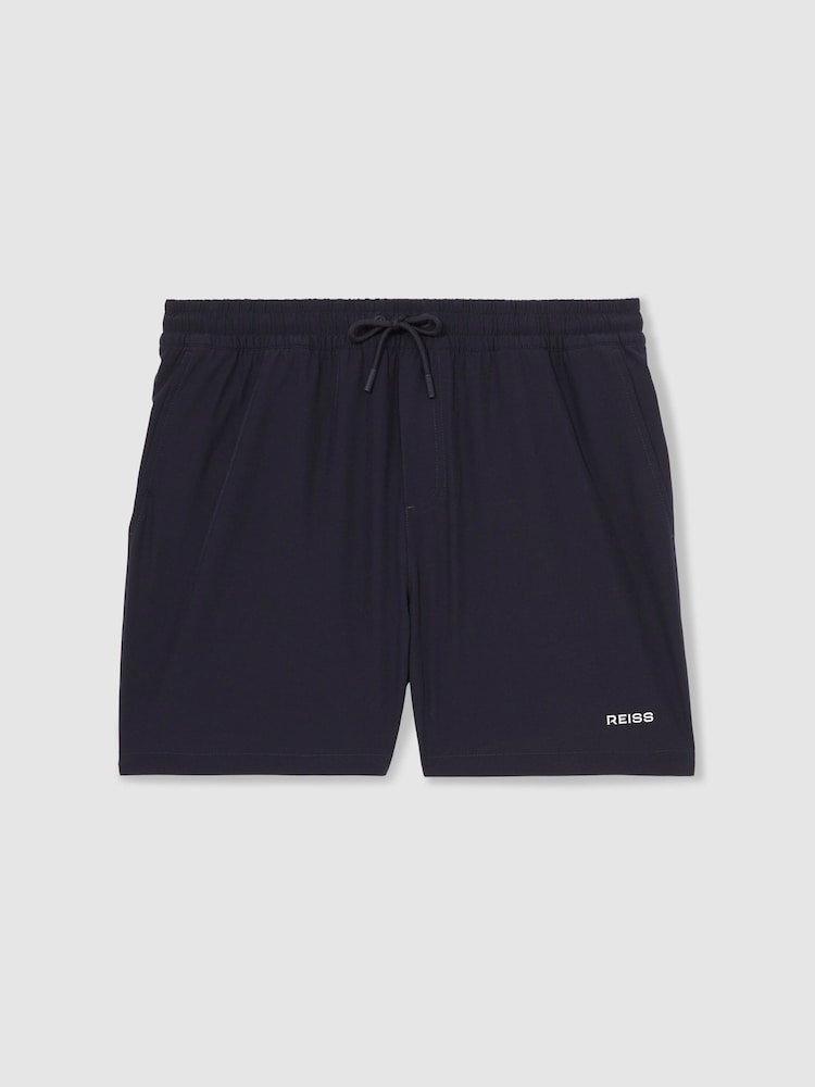 Reiss Navy Cove Logo Print Swim Shorts - Image 2 of 7