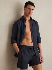 Reiss Navy Cove Logo Print Swim Shorts - Image 4 of 7