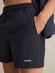Reiss Navy Cove Logo Print Swim Shorts - Image 5 of 7