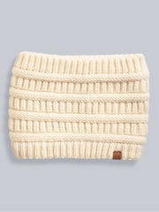 Animal Cream Womens Hali Faux Fur Lined Cable 100% Cotton Snood - Image 1 of 4