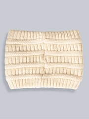 Animal Cream Womens Hali Faux Fur Lined Cable 100% Cotton Snood - Image 2 of 4