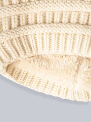 Animal Cream Womens Hali Faux Fur Lined Cable 100% Cotton Snood - Image 3 of 4