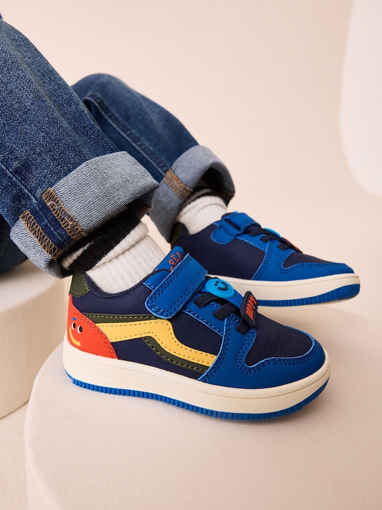Navy Blue Touch Fastening Elastic Lace Trainers - Image 1 of 7