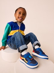 Navy Blue Touch Fastening Elastic Lace Trainers - Image 2 of 7