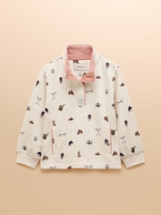 Joules Girls' Burnham Cream Funnel Neck Sweatshirt - Image 1 of 4
