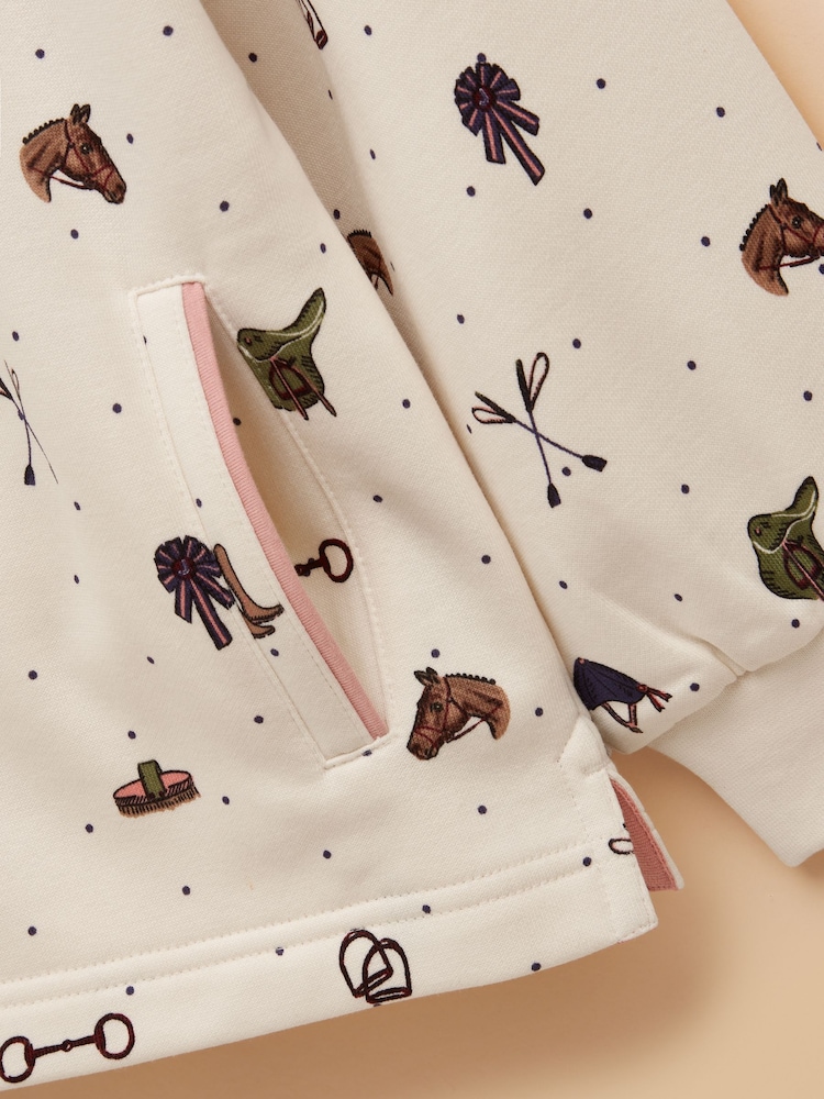 Joules Girls' Burnham Cream Funnel Neck Sweatshirt - Image 4 of 4