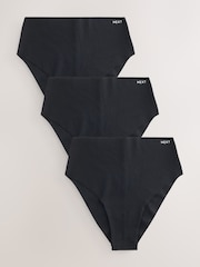Black High Rise High Leg Cotton Rich No VPL Knickers 3 Pack - Image 7 of 12