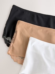 Black/White/Praline Nude Short No VPL Lace Back Briefs 3 Pack - Image 10 of 11