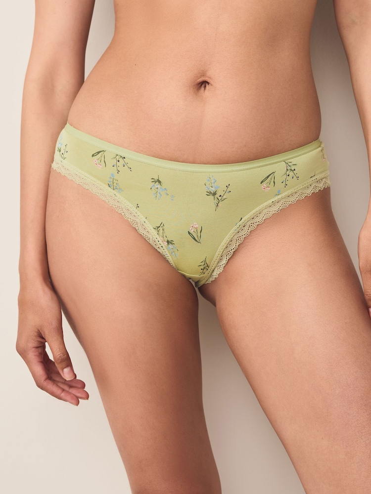 Green Floral Print/Berry High Leg Full Brief Modal Ultimate Comfort Lace Knickers 4 Pack - Image 2 of 10 Green Floral Print/Berry High Leg Full Brief Modal Ultimate Comfort Lace Knickers 4 Pack - Image 2 of 10