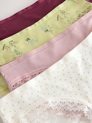 Green Floral Print/Berry High Leg Full Brief Modal Ultimate Comfort Lace Knickers 4 Pack - Image 9 of 10