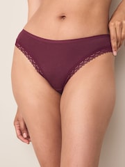 Green Floral Print/Berry Brazilian Full Brief Modal Ultimate Comfort Lace Knickers 4 Pack - Image 2 of 10