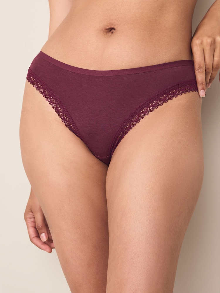Green Floral Print/Berry Brazilian Full Brief Modal Ultimate Comfort Lace Knickers 4 Pack - Image 2 of 10 Green Floral Print/Berry Brazilian Full Brief Modal Ultimate Comfort Lace Knickers 4 Pack - Image 2 of 10