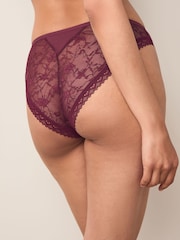Green Floral Print/Berry Brazilian Full Brief Modal Ultimate Comfort Lace Knickers 4 Pack - Image 3 of 10