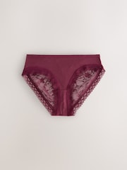 Green Floral Print/Berry Brazilian Full Brief Modal Ultimate Comfort Lace Knickers 4 Pack - Image 6 of 10