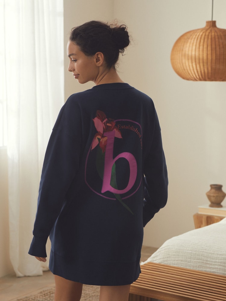 B by Ted Baker Navy Longline Sweatshirt - Image 2 of 10 B by Ted Baker Navy Longline Sweatshirt - Image 2 of 10