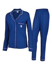 Fanatics Womens Blue Chelsea Button Through 100% Cotton Pyjamas - Image 1 of 3