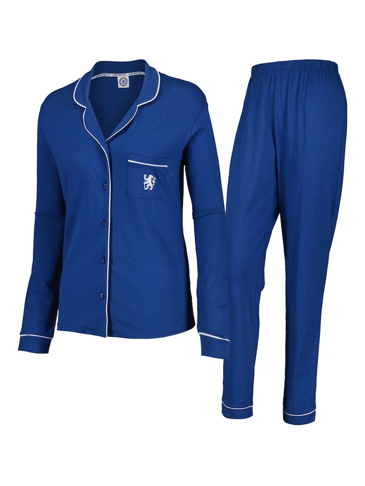 Fanatics Womens Blue Chelsea Button Through 100% Cotton Pyjamas - Image 1 of 3