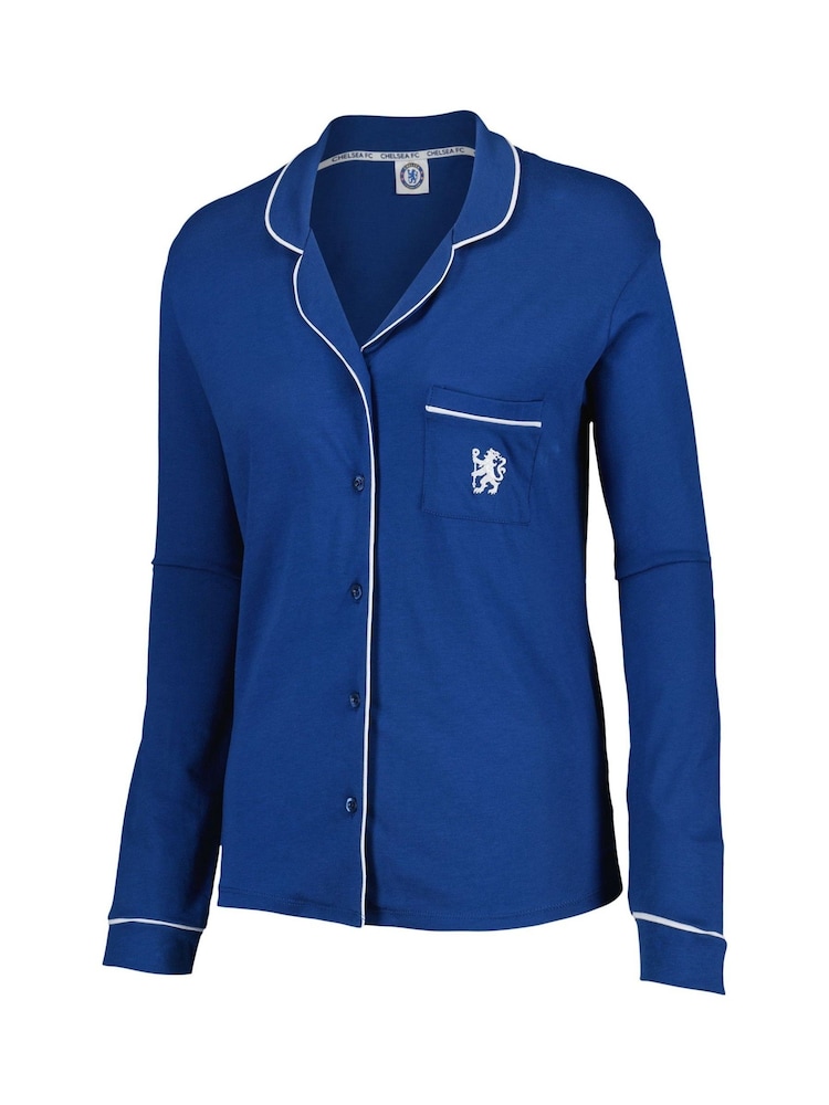 Fanatics Womens Blue Chelsea Button Through 100% Cotton Pyjamas - Image 3 of 3