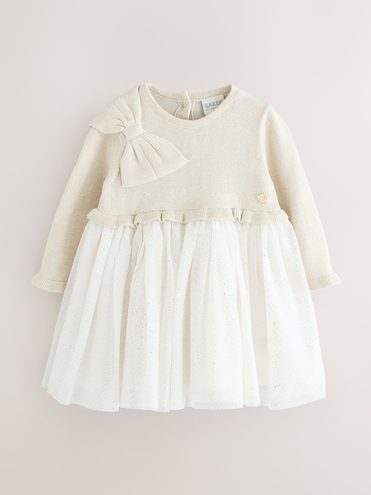 Baker by Ted Baker Knitted Glitter Mesh Mockable Dress - Image 1 of 5