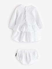 Balmain Baby Logo Tierred Ruffle Jersey White Dress - Image 2 of 5