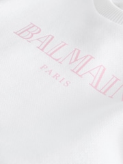 Balmain Baby Logo Tierred Ruffle Jersey White Dress - Image 4 of 5