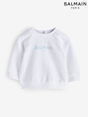 Balmain Baby Logo Crew Neck White Sweatshirt - Image 2 of 5