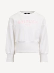 Balmain Logo Long Sleeve Crew Neck White Sweatshirt - Image 1 of 1