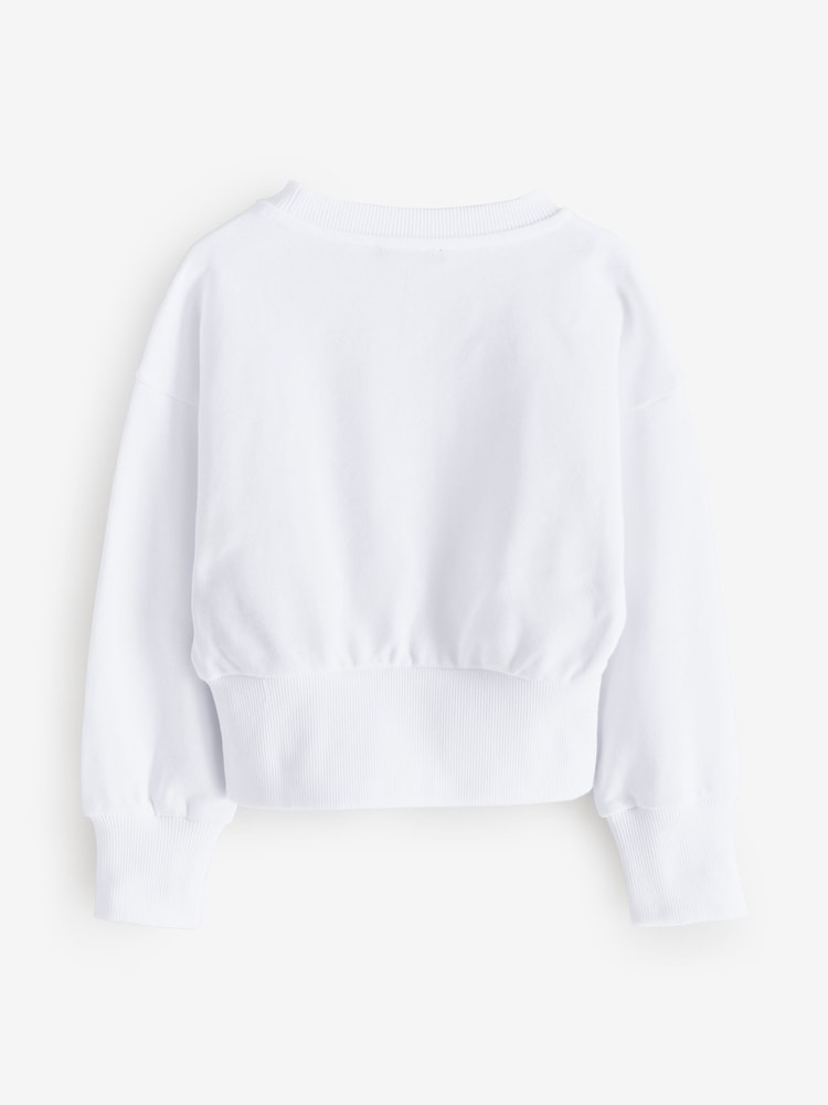 Balmain Logo Long Sleeve Crew Neck White Sweatshirt - Image 2 of 4