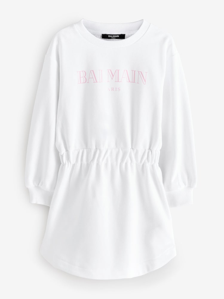 Balmain Long Sleeve Logo Jersey Jumper Dress - Image 1 of 4