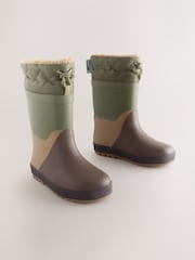 Brown Colourblock Warm Lined Cuff Wellies - Image 1 of 5