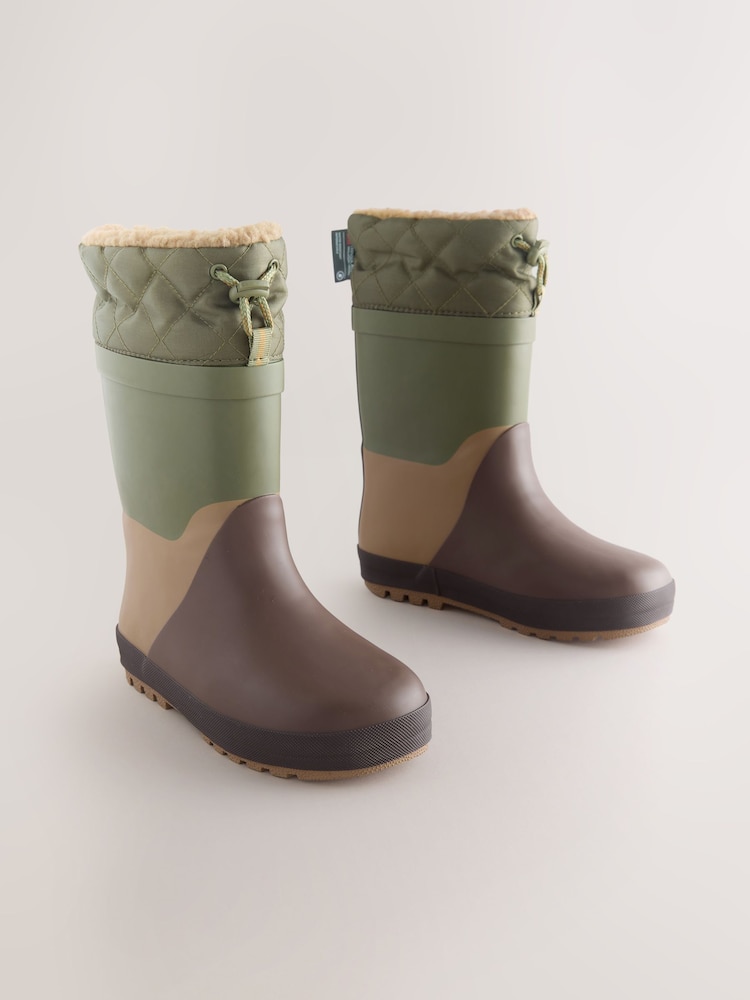 Brown Colourblock Warm Lined Cuff Wellies - Image 1 of 5