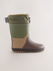 Brown Colourblock Warm Lined Cuff Wellies - Image 2 of 5