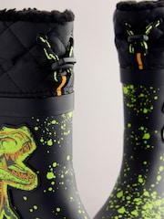 Black Dinosaur Warm Lined Cuff Wellies - Image 4 of 5