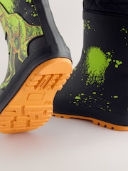Black Dinosaur Warm Lined Cuff Wellies - Image 5 of 5
