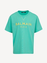 Balmain Green Logo Short Sleeve 100% Cotton T-Shirt - Image 1 of 1