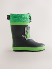Black/Green Minecraft Warm Lined Cuff Wellies - Image 2 of 6