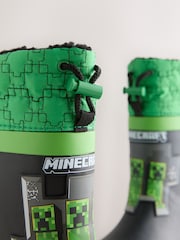 Black/Green Minecraft Warm Lined Cuff Wellies - Image 3 of 6