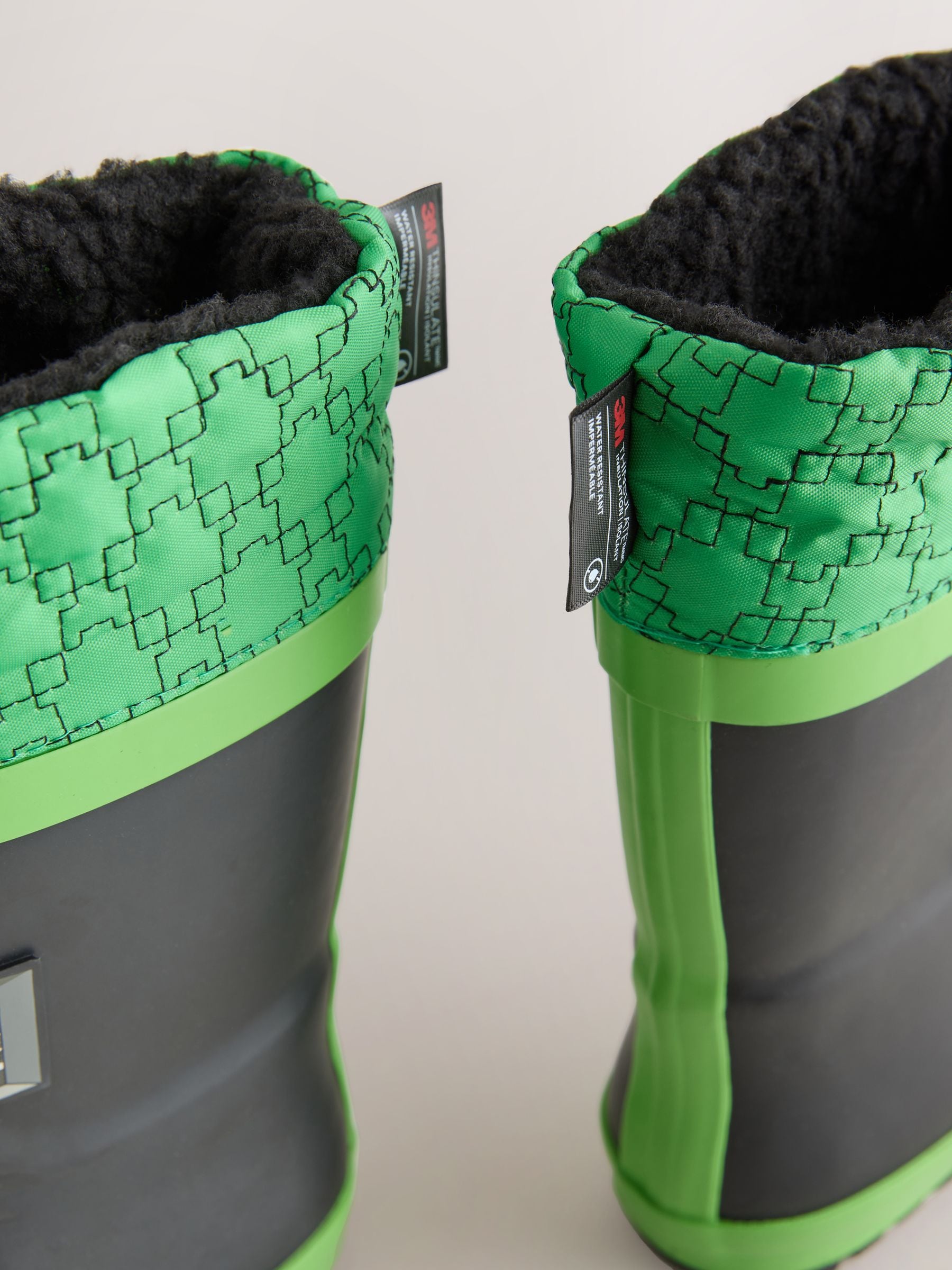 Buy Black/Green Minecraft Warm Lined Cuff Wellies from Next USA Buy Black/Green Minecraft Warm Lined Cuff Wellies from Next USA