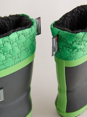 Black/Green Minecraft Warm Lined Cuff Wellies - Image 5 of 6