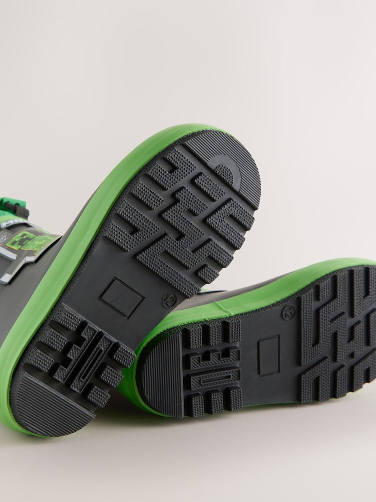 Black/Green Minecraft Warm Lined Cuff Wellies - Image 6 of 6