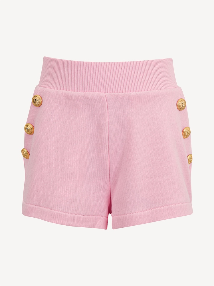 Balmain Pink Jersey Shorts With Metail Button Detail - Image 1 of 1