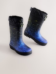 Blue Galaxy Warm Lined Cuff Wellies - Image 1 of 5