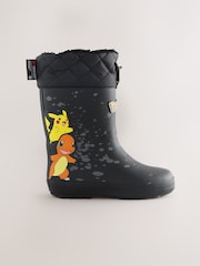 Black Pokemon Warm Lined Cuff Wellies - Image 2 of 4