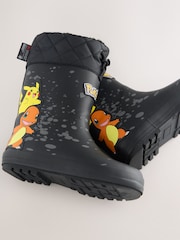 Black Pokemon Warm Lined Cuff Wellies - Image 3 of 4