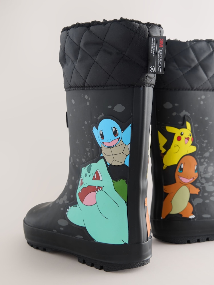 Black Pokemon Warm Lined Cuff Wellies - Image 4 of 4